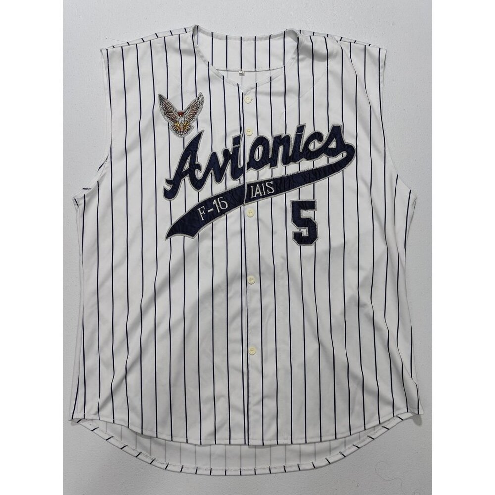 Avionics Men's White/Blue Striped #5 L Sparx Sleeveless Jersey Size XL